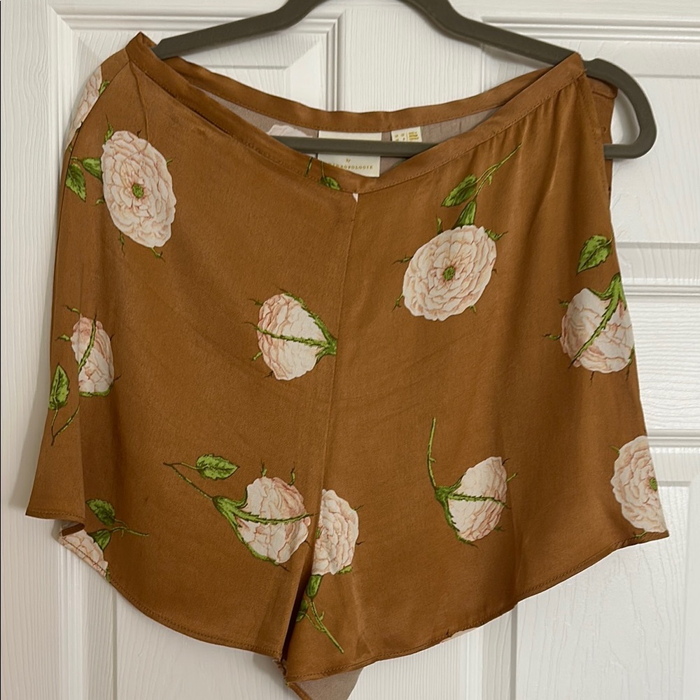 Anthropologie Floral Brown Shorts